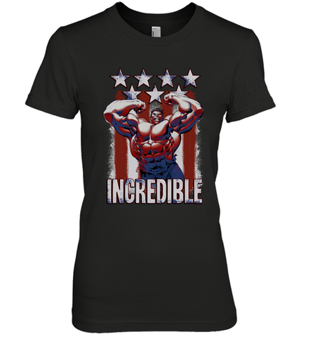 Marvel Hulk Incredible Stars and Stripes Women's Premium T-Shirt Women's Premium T-Shirt / Black / XS Women's Premium T-Shirt - skytshirtshop