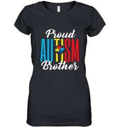 Proud Autism Brother Awareness Support Premium T Shirt Women's V-Neck T-Shirt
