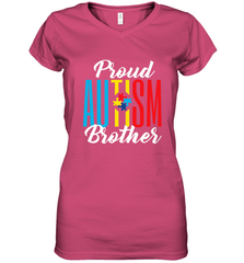 Proud Autism Brother Awareness Support Premium T Shirt Women's V-Neck T-Shirt Women's V-Neck T-Shirt - skytshirtshop