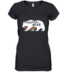 Mama Bear Autism t shirt Autism Awareness Month Women's V-Neck T-Shirt