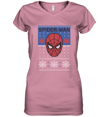 Marvel Spider Man Mask Christmas Sweater Women's V-Neck T-Shirt Women's V-Neck T-Shirt - skytshirtshop