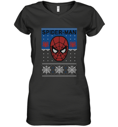 Marvel Spider Man Mask Christmas Sweater Women's V-Neck T-Shirt