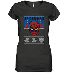 Marvel Spider Man Mask Christmas Sweater Women's V-Neck T-Shirt Women's V-Neck T-Shirt - skytshirtshop
