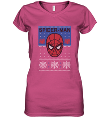 Marvel Spider Man Mask Christmas Sweater Women's V-Neck T-Shirt Women's V-Neck T-Shirt - skytshirtshop