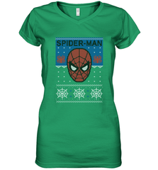 Marvel Spider Man Mask Christmas Sweater Women's V-Neck T-Shirt Women's V-Neck T-Shirt - skytshirtshop