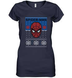 Marvel Spider Man Mask Christmas Sweater Women's V-Neck T-Shirt
