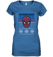Marvel Spider Man Mask Christmas Sweater Women's V-Neck T-Shirt Women's V-Neck T-Shirt - skytshirtshop