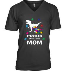 Proud Autism Mom T Rex Dinosaur Autism Awareness Men's V-Neck Men's V-Neck - skytshirtshop