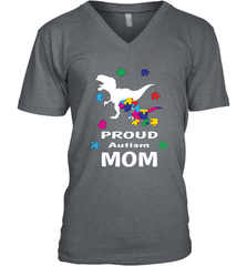 Proud Autism Mom T Rex Dinosaur Autism Awareness Men's V-Neck Men's V-Neck - skytshirtshop