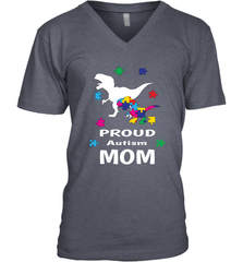 Proud Autism Mom T Rex Dinosaur Autism Awareness Men's V-Neck Men's V-Neck - skytshirtshop