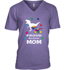 Proud Autism Mom T Rex Dinosaur Autism Awareness Men's V-Neck Men's V-Neck - skytshirtshop