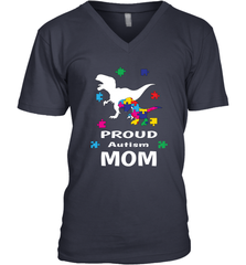 Proud Autism Mom T Rex Dinosaur Autism Awareness Men's V-Neck Men's V-Neck - skytshirtshop