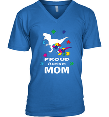 Proud Autism Mom T Rex Dinosaur Autism Awareness Men's V-Neck Men's V-Neck - skytshirtshop