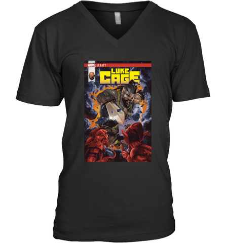 Marvel Luke Cage Power Man In Shining Armor Men's V-Neck Men's V-Neck / Black / S Men's V-Neck - skytshirtshop