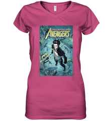 Marvel Namor Avengers Comic Cover Women's V-Neck T-Shirt Women's V-Neck T-Shirt - skytshirtshop