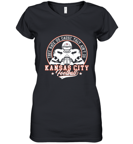 Vintage NFL Kansas City Football Logo Women's V-Neck T-Shirt Women's V-Neck T-Shirt / Black / S Women's V-Neck T-Shirt - skytshirtshop